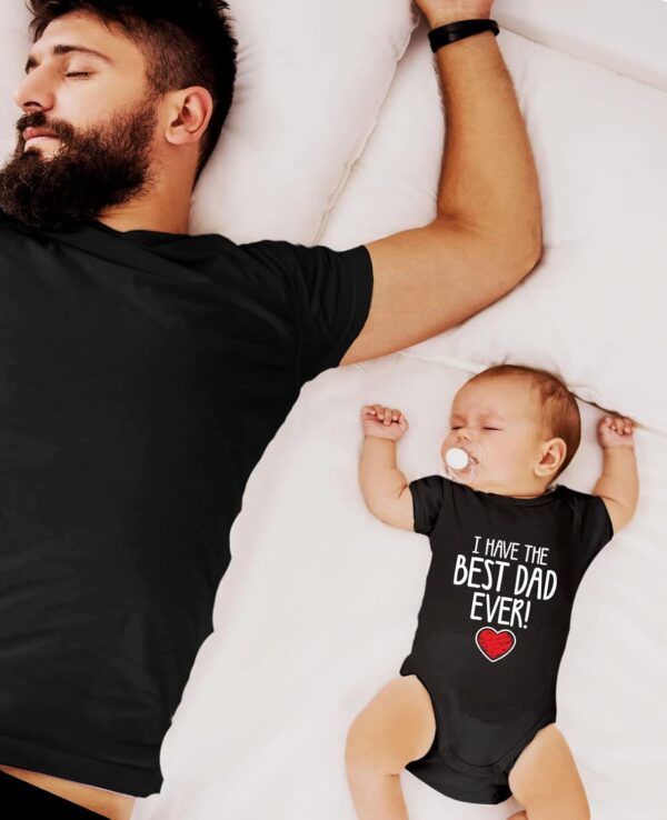 Tstars I Have the Best Dad Ever Father's Day Baby Outfit | Gift for New Dads Infant Boy Girl Bodysuit - Image 2
