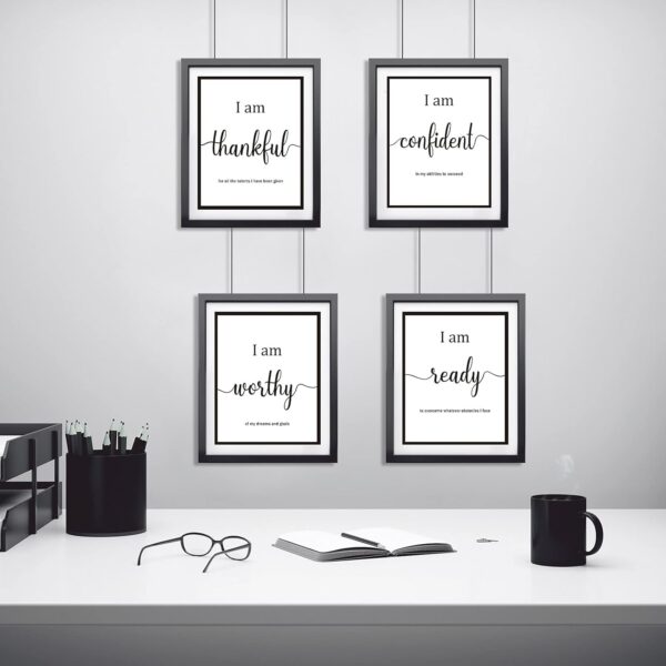 9 Pieces Inspirational Motivational Wall Art Office Bedroom Wall Art,Daily Positive Affirmations for Men Women Kids Inspirational Positive Quotes Sayings Decor(White) - Image 6