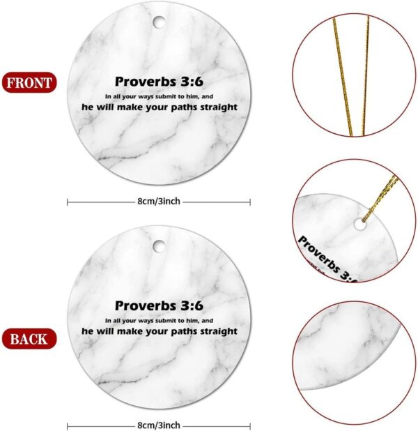 Christmas Ceramic Ornaments in All Your Ways Submit to Him, and He Will Make Your Straight Christmas Ornaments Motivational Quote Ornaments for Christmas Trees for Christmas Family 3 in - Image 3