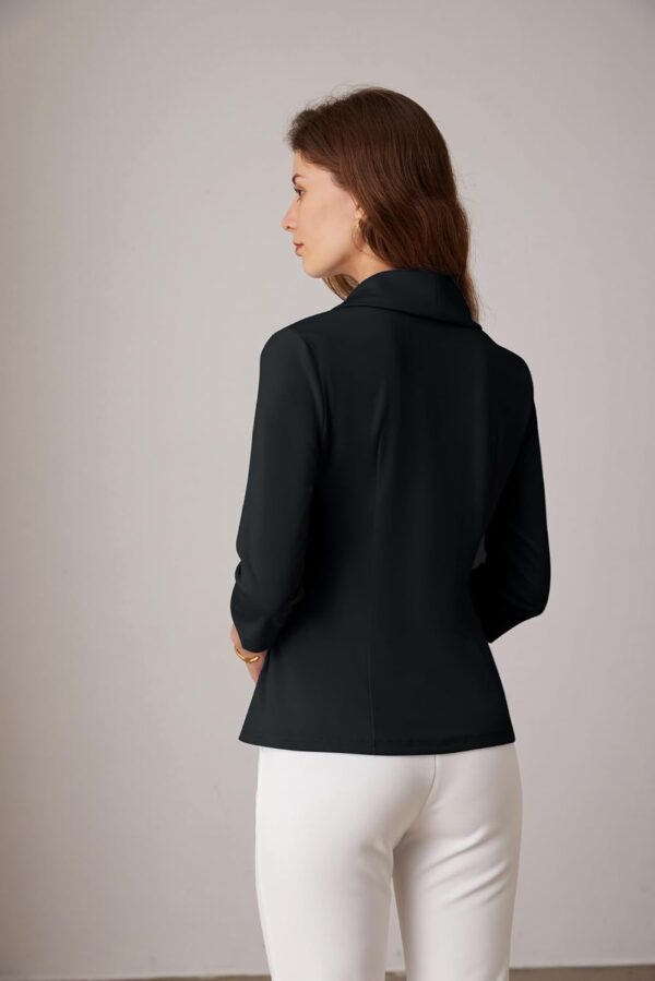 GRACE KARIN Women's V Neck Casual Work Tops 3/4 Sleeve Office Dressy Blouse Asymmetrical Elegant Shirts - Image 3