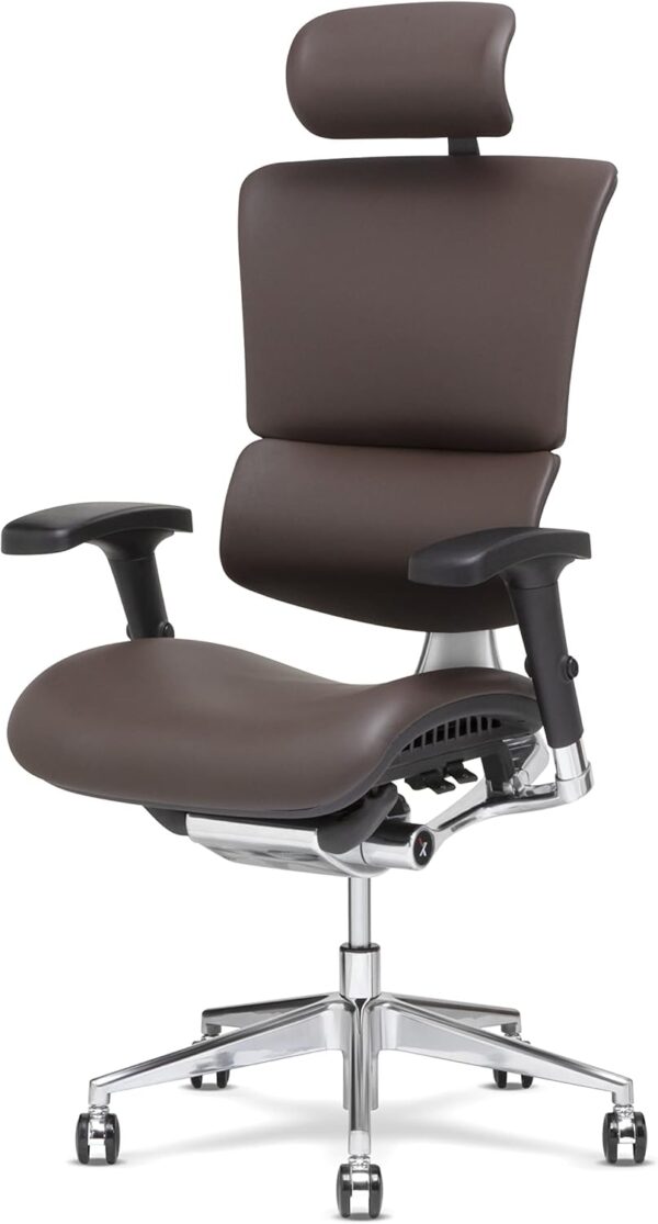X-Chair X4 High End Executive Chair, Brown Leather with Headrest - Ergonomic Office Seat/Dynamic Variable Lumbar Support/Floating Recline/Stunning Aesthetic/Adjustable/Perfect for Office or Boardroom - Image 10