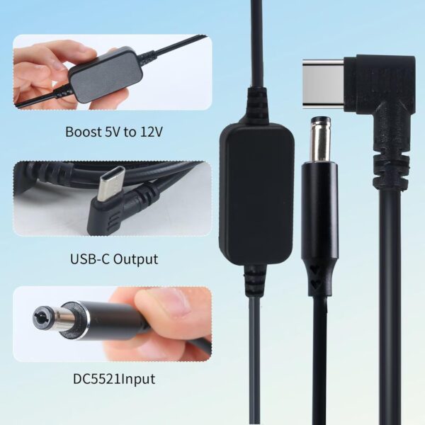 Specially Designed for Baby Stroller Cameras, 12V car Cigarette Lighter to USB-C Power Adapter+DC5521 Charging Cable, Safe and Stable Voltage, only for Cigarette Lighter Power Supply (3.3FT) - Image 6