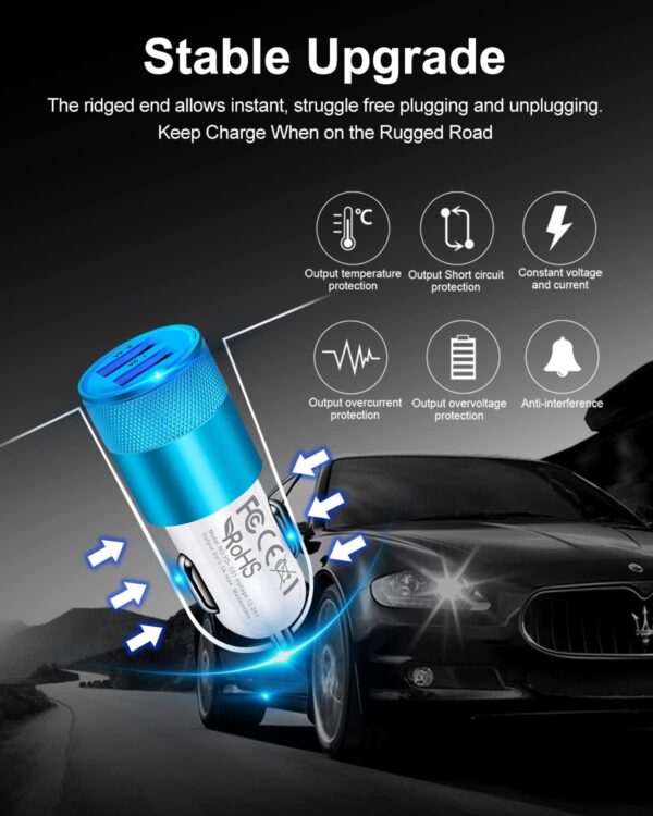 Cigarette Lighter Adapter, USB Car Charger, 3.4a Fast Charging Dual-Port Cargador de Carro for iPhone 15 14 13 12 SE 11Pro Max X XR XS Max 8 Plus, Samsung Galaxy S23 S22 S21 S20 S10 S10e A13 S10 S9 - Image 5