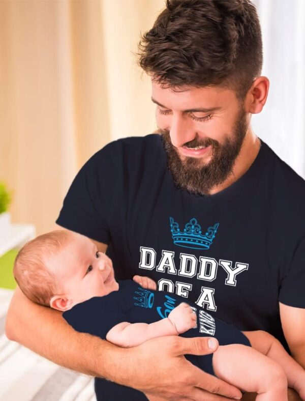 Tstars Daddy of a Prince Son of a King Matching Shirts Gifts for New Dads Fathers Day Dad Shirt and Baby Bodysuit Set - Image 4