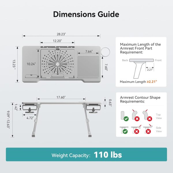 Newtral Laptop Bed Tray Desk, Height & Angle Adjustable Foldable Laptop Stand w/Cup Holder, Mousepad, Laptop Table Bookstand for Gaming, Working, Sofa & Office Chairs Use - Image 3