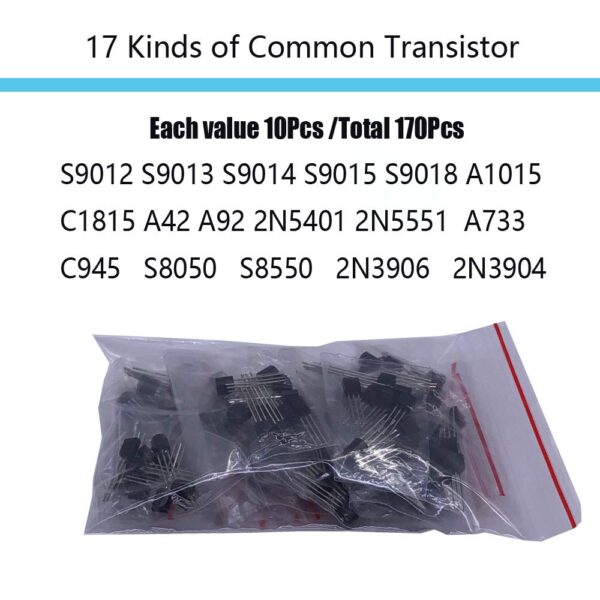 Electronic Component Kit Total 1390 Pcs, LED Diodes, Metal Film Resistors, Electrolytic Capacitor Package, Common Diodes, Ceramic Capacitors, Common Transistor Assortment Box - Image 7