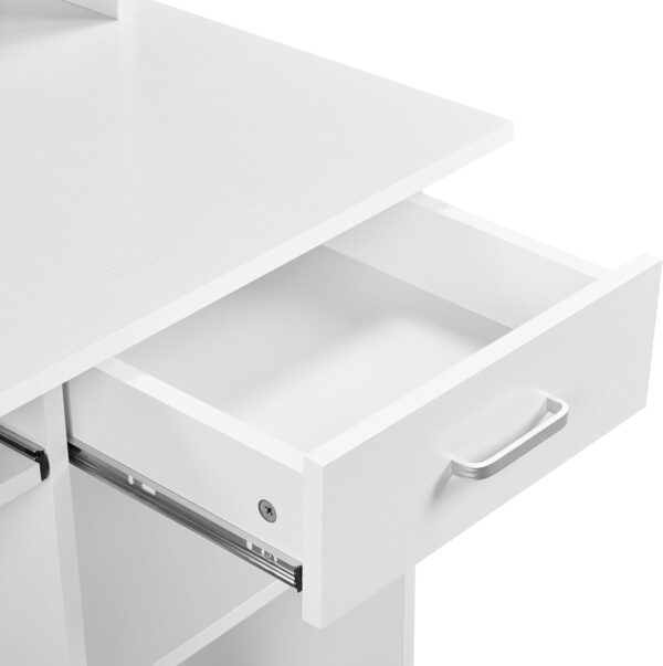 Yaheetech Home Office Wood Computer Desk with Keyboard Tray and Drawers, Students Writing Table with Storage Drawers & Hutch, Modern PC Laptop Desk, Multifunctional Workstation, White - Image 8