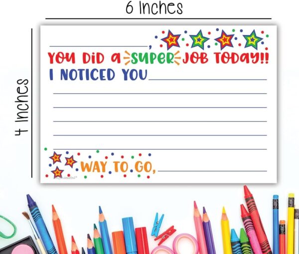 m&h invites Super Job - Teacher Notes to Parents - Classroom Incentive Cards to Send Home - Motivational Good Behavior Cards [Package of 50] - Image 3