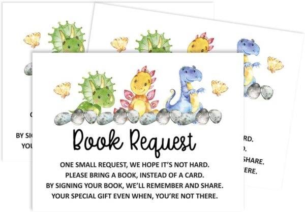 30 Dinosaur Jungle Animals Baby Shower Book Request Cards Bring A Book Instead Of A Card Baby Shower Invitations Inserts Games - Image 2
