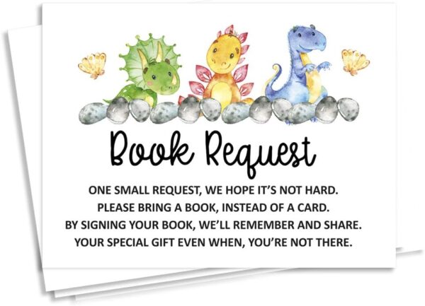 30 Dinosaur Jungle Animals Baby Shower Book Request Cards Bring A Book Instead Of A Card Baby Shower Invitations Inserts Games