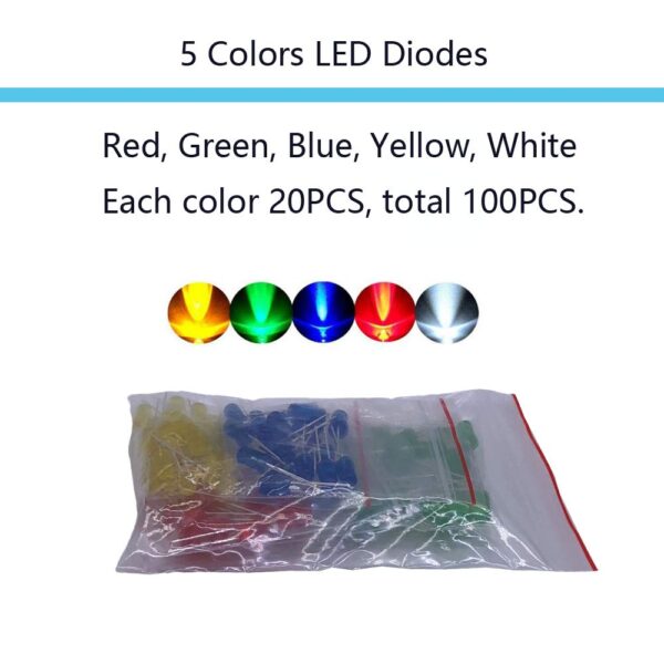 Electronic Component Kit Total 1390 Pcs, LED Diodes, Metal Film Resistors, Electrolytic Capacitor Package, Common Diodes, Ceramic Capacitors, Common Transistor Assortment Box - Image 2