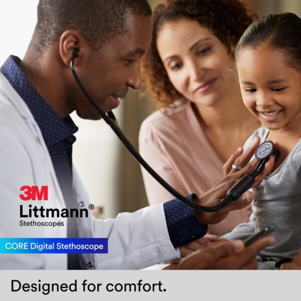 3M Littmann CORE Digital Stethoscope, Our Most Advanced Stethoscope Yet, Up To 40x Amplification, Active Noise Cancellation, In-App Sound Wave Visualization, Black-Finish Chestpiece, 8480 - Image 7