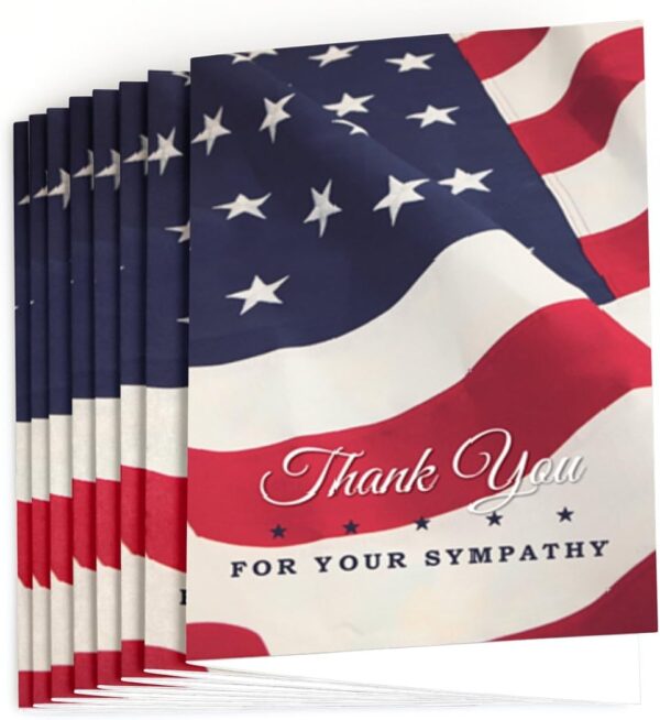 Big Dot of Happiness American Flag - Sympathy Thank You Note Cards (8 count) - Image 2