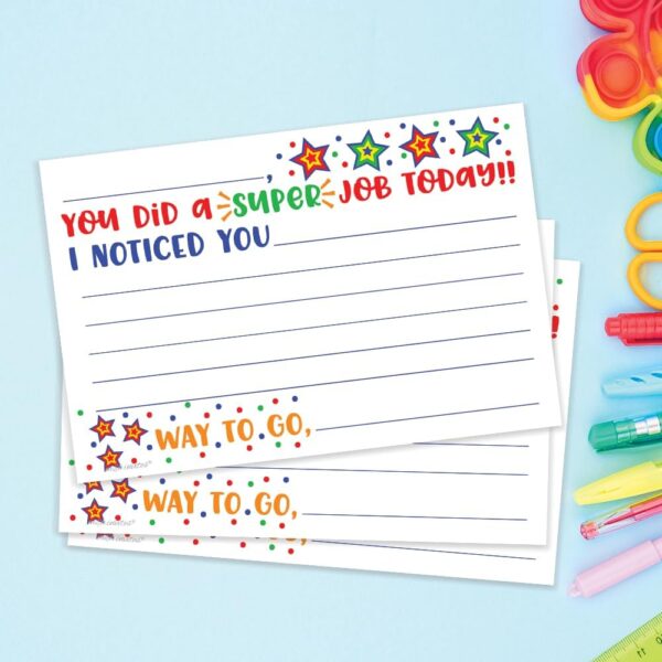 m&h invites Super Job - Teacher Notes to Parents - Classroom Incentive Cards to Send Home - Motivational Good Behavior Cards [Package of 50] - Image 5