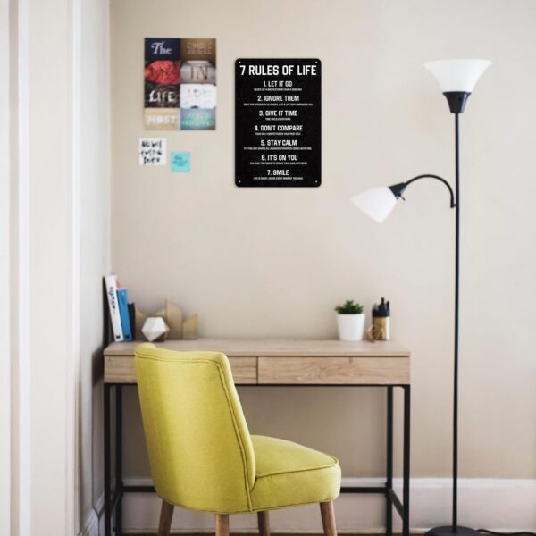 7 Rules of Life Motivational Sign - 8x12 Inch Aluminum Metal Wall Art for Home, Office, Classroom, Bedroom - Durable Inspirational Quote Decor for Men, Women, Teens (001) - Image 4
