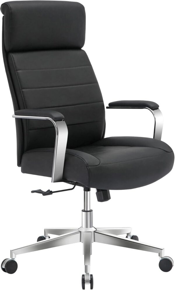 Realspace® Modern Comfort Modee Vegan Leather High-Back Executive Office Chair, Black/Chrome, BIFMA Compliant