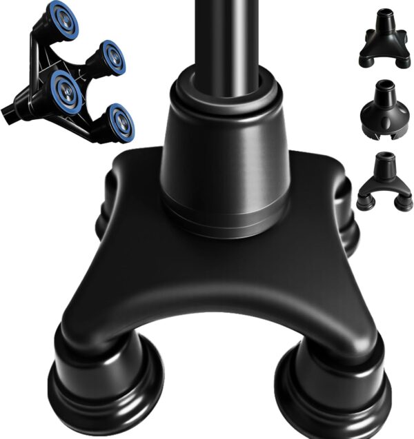 Cane Tip,Quad Cane Base Self Standing Design with Heavy Duty,360° Pivoting Replacement 4 Prong Base for All Terrains Stable and Non-Slip for 3/4 inch Canes (Quad Cane Base-A)