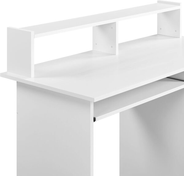 Yaheetech Home Office Wood Computer Desk with Keyboard Tray and Drawers, Students Writing Table with Storage Drawers & Hutch, Modern PC Laptop Desk, Multifunctional Workstation, White - Image 7