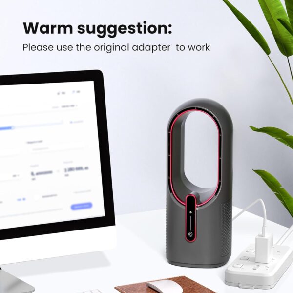Desk Fan Bladeless, 11.8 Inch Office Fan Small, Quiet, 3 Speed Adjustment, Touch Control, Easy to Clean, Desk Fans Small Quiet, Ideal for Office, Living Room, Bedroom - Image 7