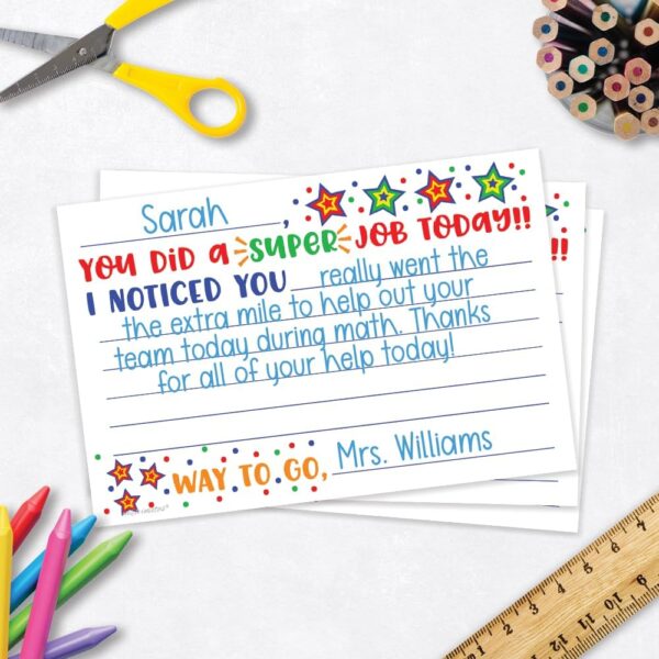 m&h invites Super Job - Teacher Notes to Parents - Classroom Incentive Cards to Send Home - Motivational Good Behavior Cards [Package of 50] - Image 2