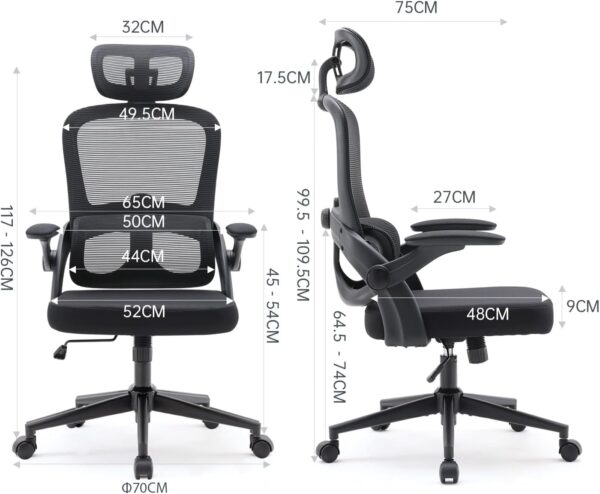 SIHOO Ergonomic Office Chair, Office Chair with Up&Down Lumbar, High Back Home Desk Chair with 3D Armrests, Computer Chair with Adjustable 2D Headrest, Tilt Function Black - Image 3