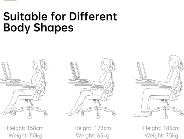 SIHOO Ergonomic Office Chair, Office Chair with Up&Down Lumbar, High Back Home Desk Chair with 3D Armrests, Computer Chair with Adjustable 2D Headrest, Tilt Function Black - Image 8