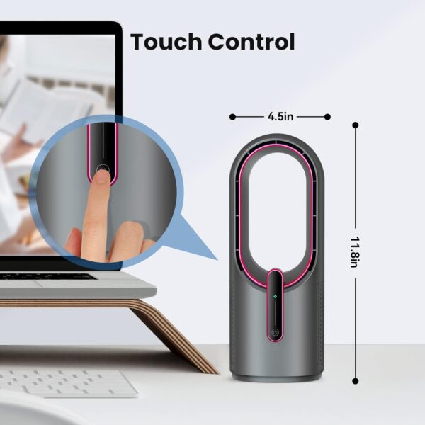 Desk Fan Bladeless, 11.8 Inch Office Fan Small, Quiet, 3 Speed Adjustment, Touch Control, Easy to Clean, Desk Fans Small Quiet, Ideal for Office, Living Room, Bedroom - Image 4