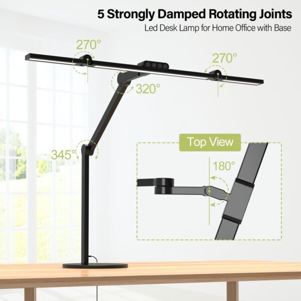 Micomlan Architect Desk Lamp with Atmosphere Lighting, Adjustable Led Desk Light for Home Office with Base, 24W Bright Auto Dimming Table Light with Rotatable Swing Arm for Workbench Computer - Image 6