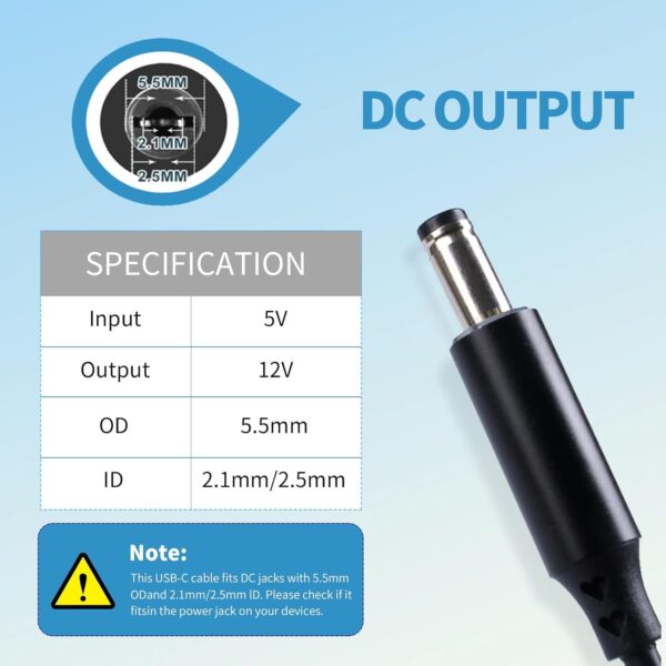 Specially Designed for Baby Stroller Cameras, 12V car Cigarette Lighter to USB-C Power Adapter+DC5521 Charging Cable, Safe and Stable Voltage, only for Cigarette Lighter Power Supply (3.3FT) - Image 3