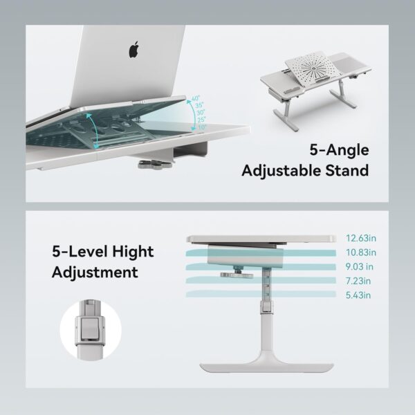 Newtral Laptop Bed Tray Desk, Height & Angle Adjustable Foldable Laptop Stand w/Cup Holder, Mousepad, Laptop Table Bookstand for Gaming, Working, Sofa & Office Chairs Use - Image 5