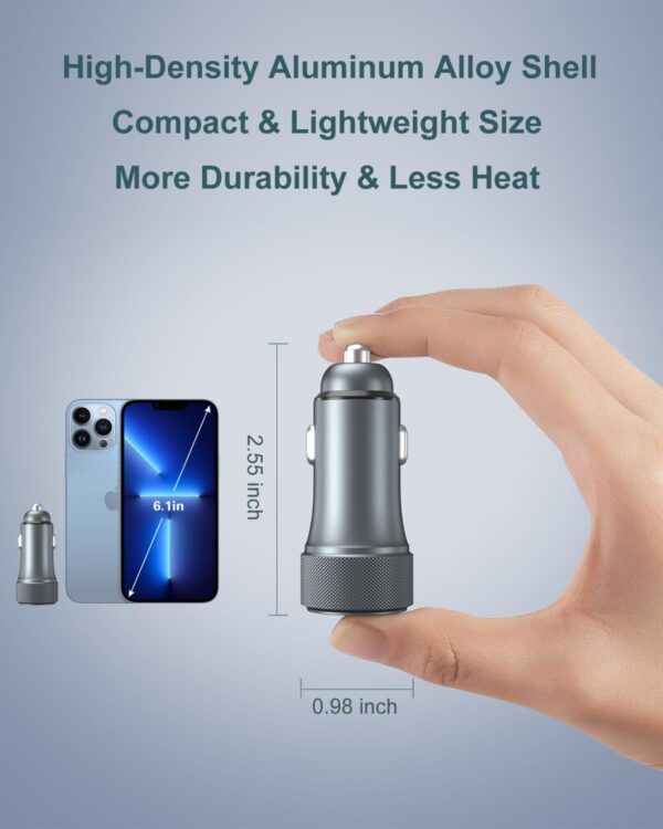 USB C Car Charger, 4 Pack OKRAY Dual USB Car Phone Chargers 36W Fast Charging PD3.0&QC3.0 Multiport 12v Cigarette Lighter Adapter Compatible for iPhone 16 15 14 13 12 Pro, Samsung GalaxyS25 A35 (Grey) - Image 6
