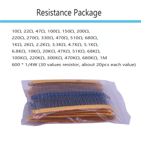 Electronic Component Kit Total 1390 Pcs, LED Diodes, Metal Film Resistors, Electrolytic Capacitor Package, Common Diodes, Ceramic Capacitors, Common Transistor Assortment Box - Image 3