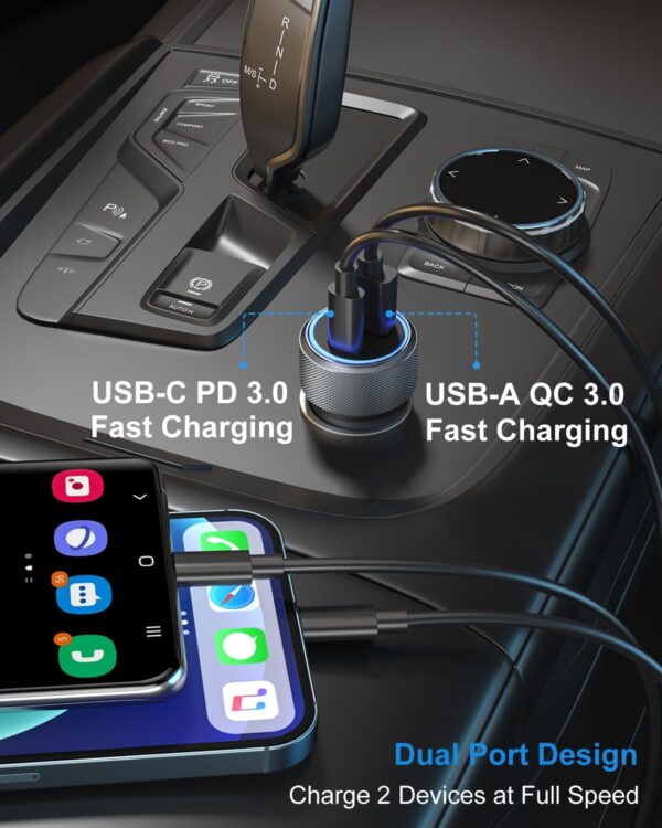 USB C Car Charger, 4 Pack OKRAY Dual USB Car Phone Chargers 36W Fast Charging PD3.0&QC3.0 Multiport 12v Cigarette Lighter Adapter Compatible for iPhone 16 15 14 13 12 Pro, Samsung GalaxyS25 A35 (Grey) - Image 3