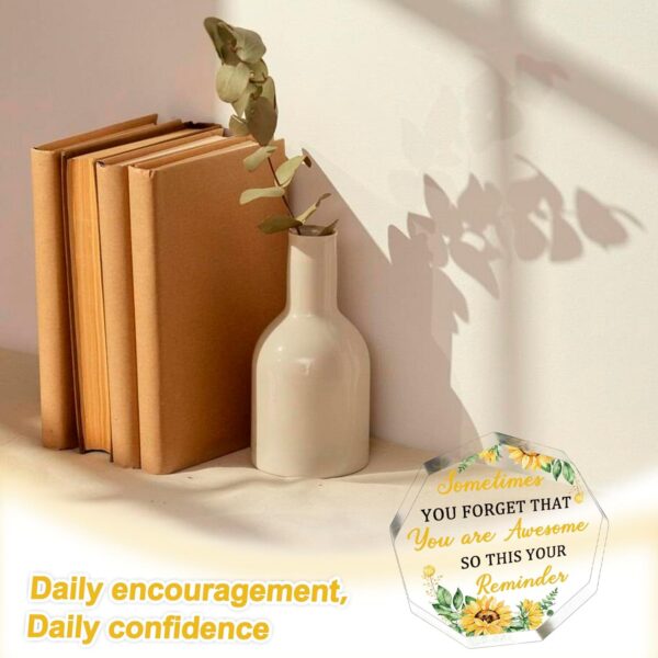 Sunflower Inspirational Gifts for Women Encouragement Motivational Positivity Birthday Gift for Coworkers Desk Decor Acrylic Plaque Paperweight - Image 4