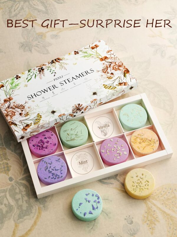 Shower Steamers Aromatherapy Stocking Stuffers 8 Scents, Christmas Gifts for Women Elegant Packaging Birthdays Gifts for Mom, Lavender Natural Essential Oil Home Spa Self Care & Relaxing - Image 6