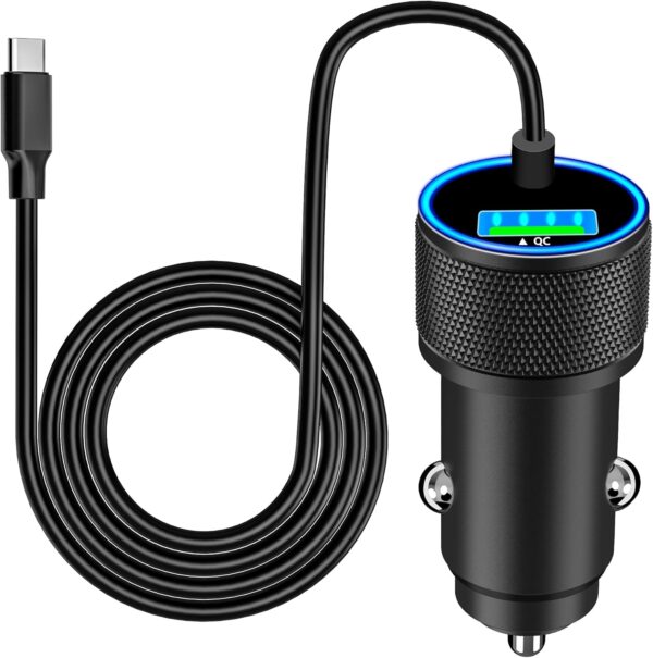 [Apple MFi Certified] iPhone 16 Car Charger Fast Charging, SDNCIE 75W USB-C PD&QC Car Power Cigarette Lighter USB Charger Adapter with 6FT Type-C Cable foriPhone 16 Pro Max/15 Pro/Galaxy S23/S22/Pixel