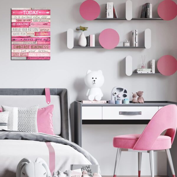 Pink Wall Decor - Inspirational Quotes Wall-Art - Motivational Bedroom Decor For Teen Girls - Office Gifts For Women With Framed Canvas Artwork Ready to Hang 15" W x 11.5" H - Image 2