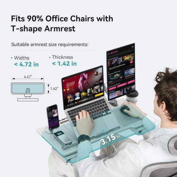 Newtral Laptop Bed Tray Desk, Height & Angle Adjustable Foldable Laptop Stand w/Cup Holder, Mousepad, Laptop Table Bookstand for Gaming, Working, Sofa & Office Chairs Use - Image 7