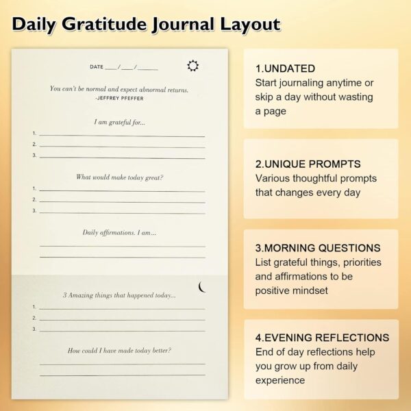 The Gratitude Journal, manifestation journal, Daily Journal with Prompts for Affirmation, Happiness, Mindfulness, Positivity, Wellness, Undated Journal for Women & Men(8.5 * 5.5 inches) - Image 2