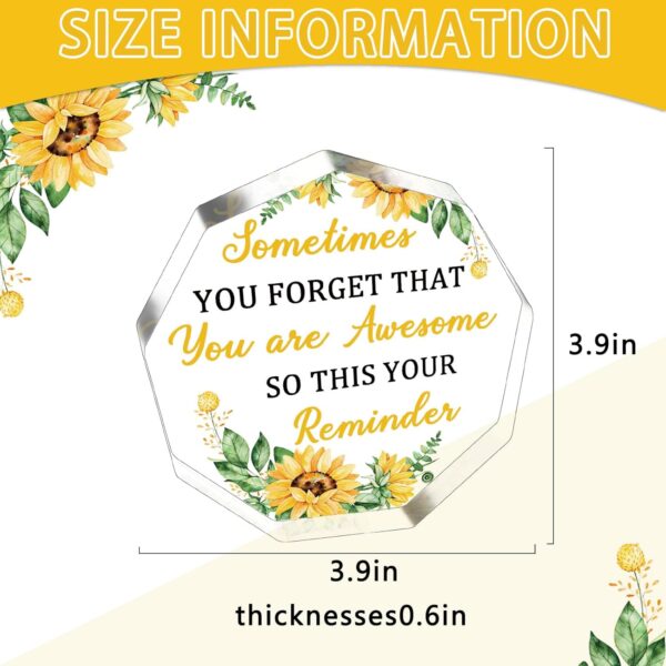 Sunflower Inspirational Gifts for Women Encouragement Motivational Positivity Birthday Gift for Coworkers Desk Decor Acrylic Plaque Paperweight - Image 7