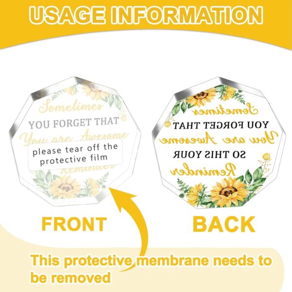Sunflower Inspirational Gifts for Women Encouragement Motivational Positivity Birthday Gift for Coworkers Desk Decor Acrylic Plaque Paperweight - Image 6