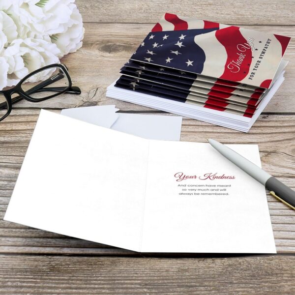 Big Dot of Happiness American Flag - Sympathy Thank You Note Cards (8 count) - Image 4