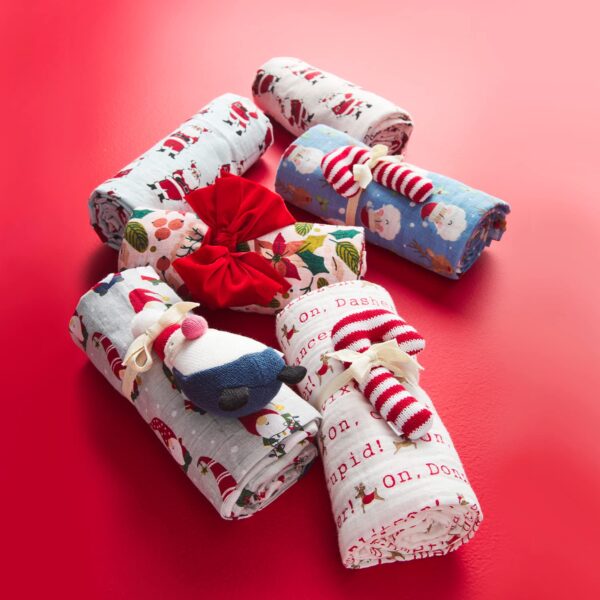 Mud Pie Vintage Christmas Santa Swaddle, Blue, 47" x 47" - Image 3