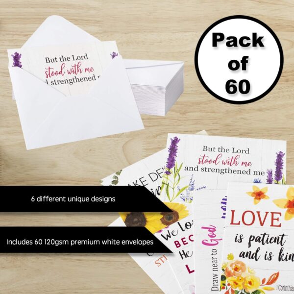 24 Christian Greeting Cards - Inspirational Greeting Cards -Motivational Bible Verse - 24 Scripture Cards with 24 Envelopes, 4 x 6 Inch - Image 2