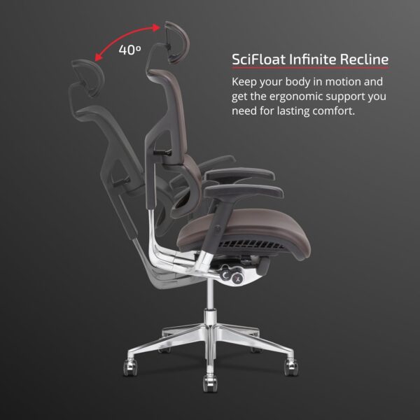 X-Chair X4 High End Executive Chair, Brown Leather with Headrest - Ergonomic Office Seat/Dynamic Variable Lumbar Support/Floating Recline/Stunning Aesthetic/Adjustable/Perfect for Office or Boardroom - Image 6
