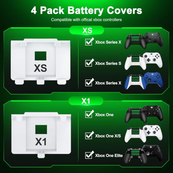 Rechargeable Batteries for Xbox One/Xbox Series X|S Controller,2x4800mWh Xbox Controller Battery Pack, Play and Charge Kit for Xbox Series X/S,Xbox One/Elite,Xbox One S/X with LED Indicator - Image 7