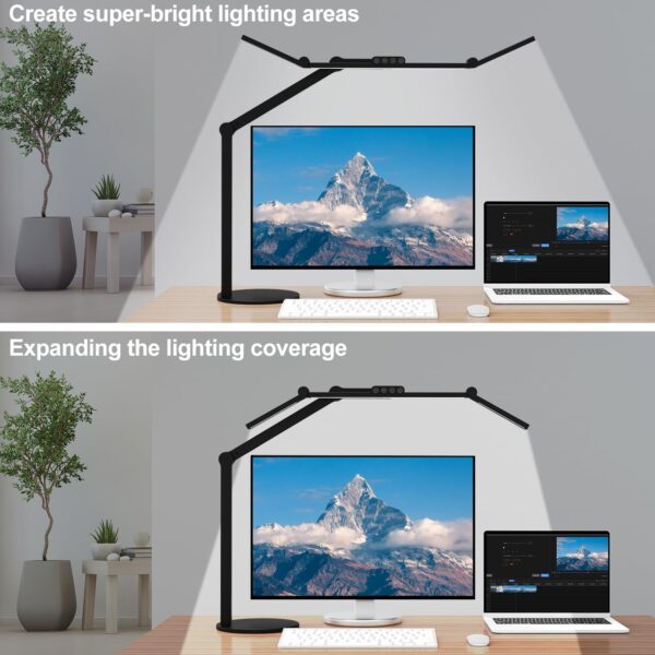 Micomlan Architect Desk Lamp with Atmosphere Lighting, Adjustable Led Desk Light for Home Office with Base, 24W Bright Auto Dimming Table Light with Rotatable Swing Arm for Workbench Computer - Image 2