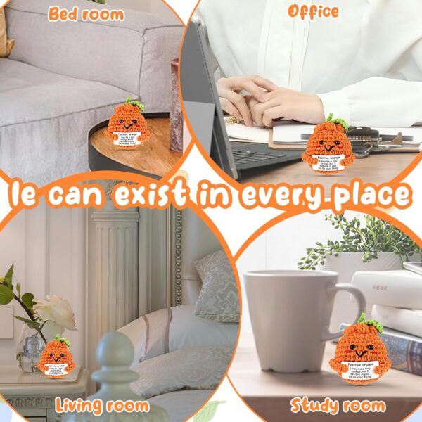 Grevosea Mini Funny Positive Orange, 3 Inch Positive Orange Crochet Cute Wool Funny Knitted Positive Orange Doll Cheer up Gifts for New Year Gift Birthday Gifts Friends Party Decoration Encouragement - Image 4