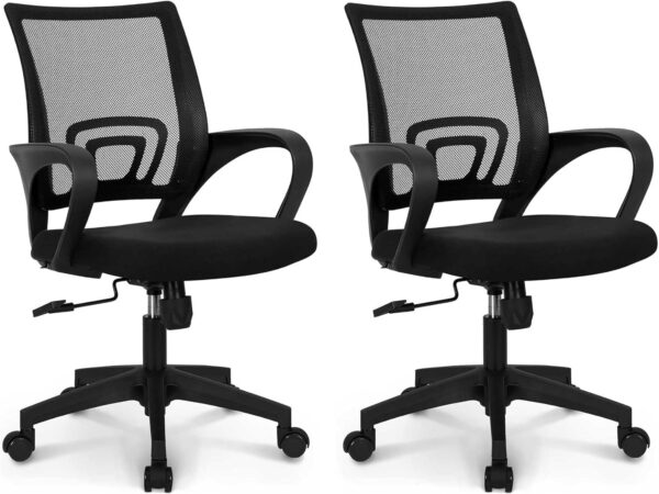 NEO CHAIR Computer Desk Chair Gaming - Ergonomic Mid Back Cushion Lumbar Support with Wheels Comfortable Mesh Racing Seat Adjustable Swivel Rolling Home Executive (2 pk - Black)
