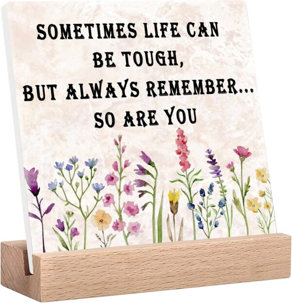 Office Desk Decor Inspirational Quotes Signs Motivational Gifts For Women Work Cute Office Desktop Decorations Daily Positive Quote Sign Cubicle Desk Accessories Sometimes Life Can Be Tough But So Are You Sign